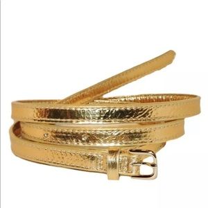 NWT Dries Van Noten Slim Gold Metallic Belt Sz 85